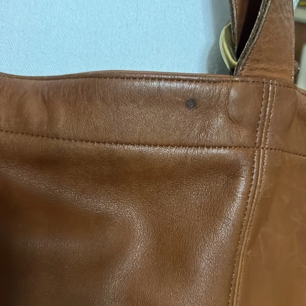 VTG COACH tote bucket bag naturally aged brown leather DYI beauty flawed gem - Picture 15 of 17